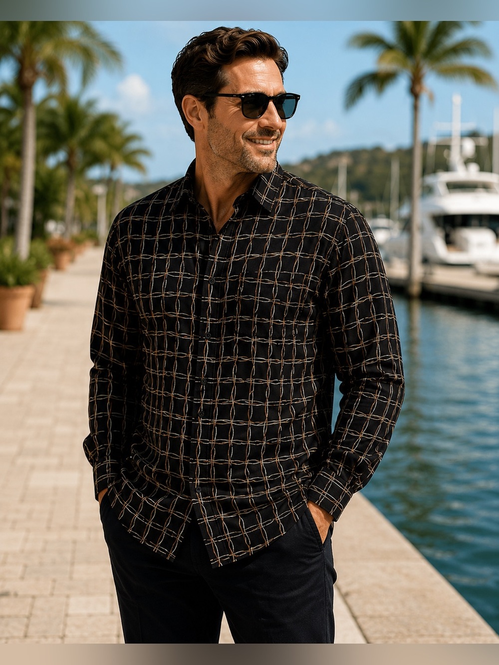 Claiborne Black Plaid Long-Sleeve Button-Down Shirt